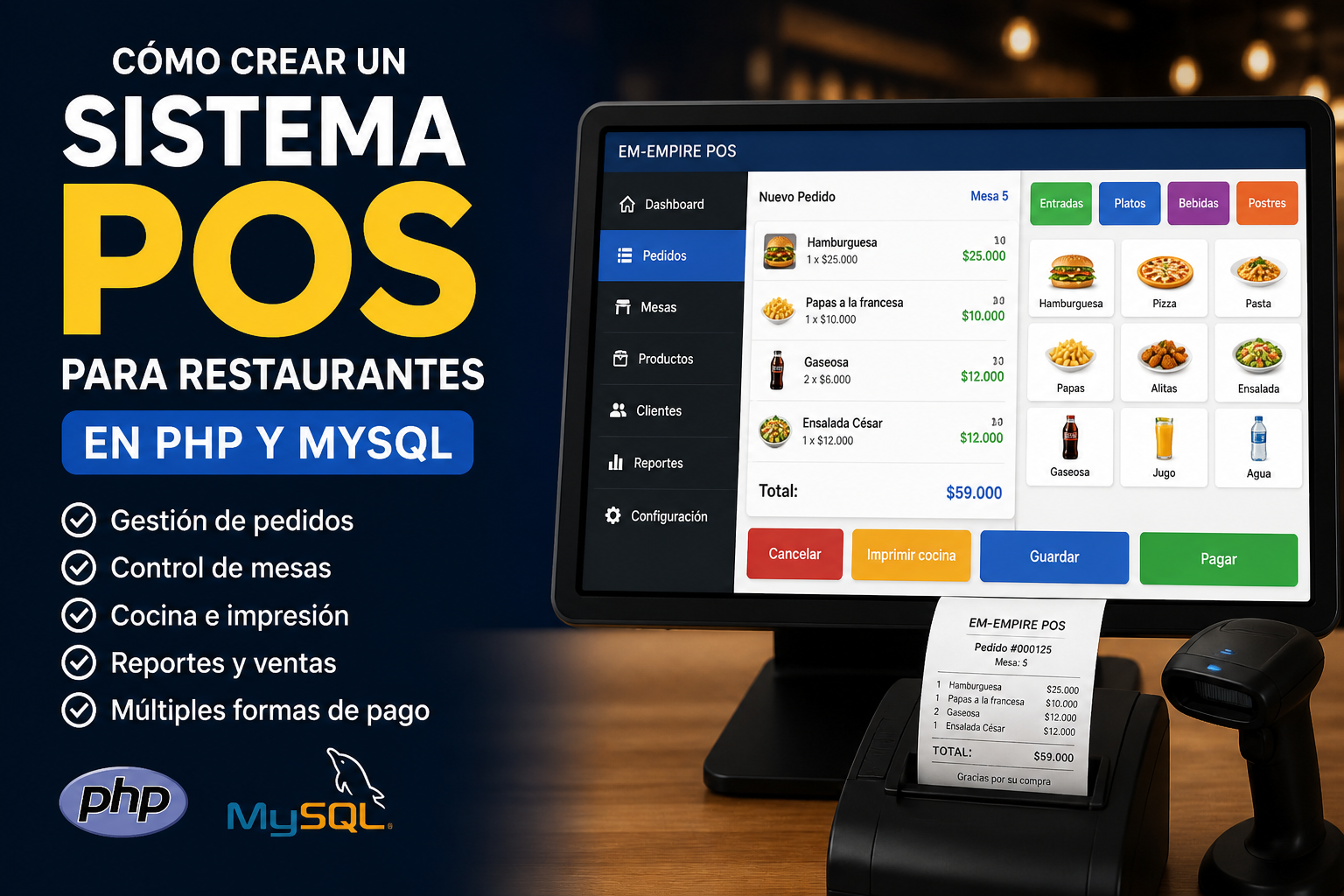 Cómo crear un sistema POS para restaurantes en PHP y MySQL (guía completa)