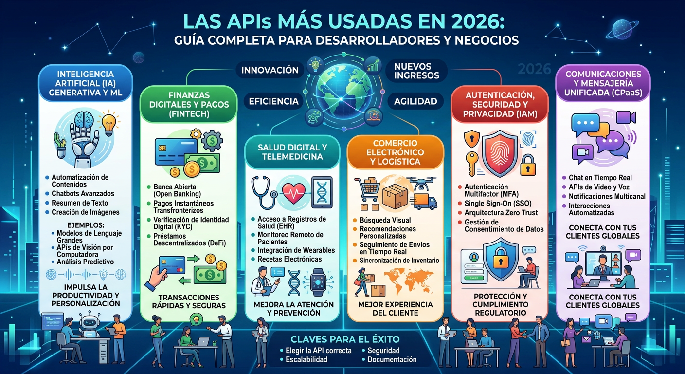 Las APIs más usadas en 2026: guía completa para desarrolladores y negocios