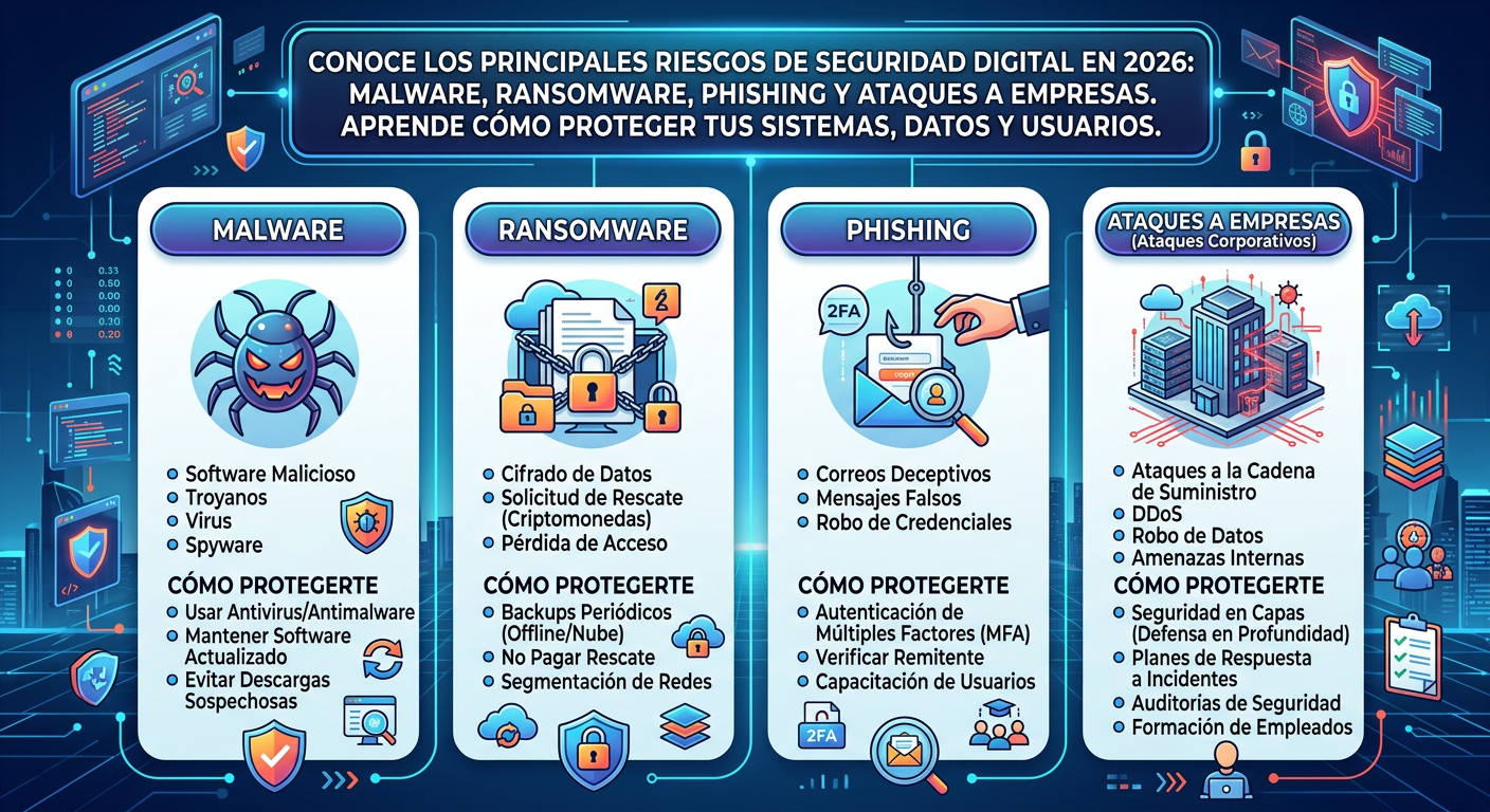 Seguridad digital en 2026: riesgos actuales, malware y cómo proteger tu negocio y tus datos