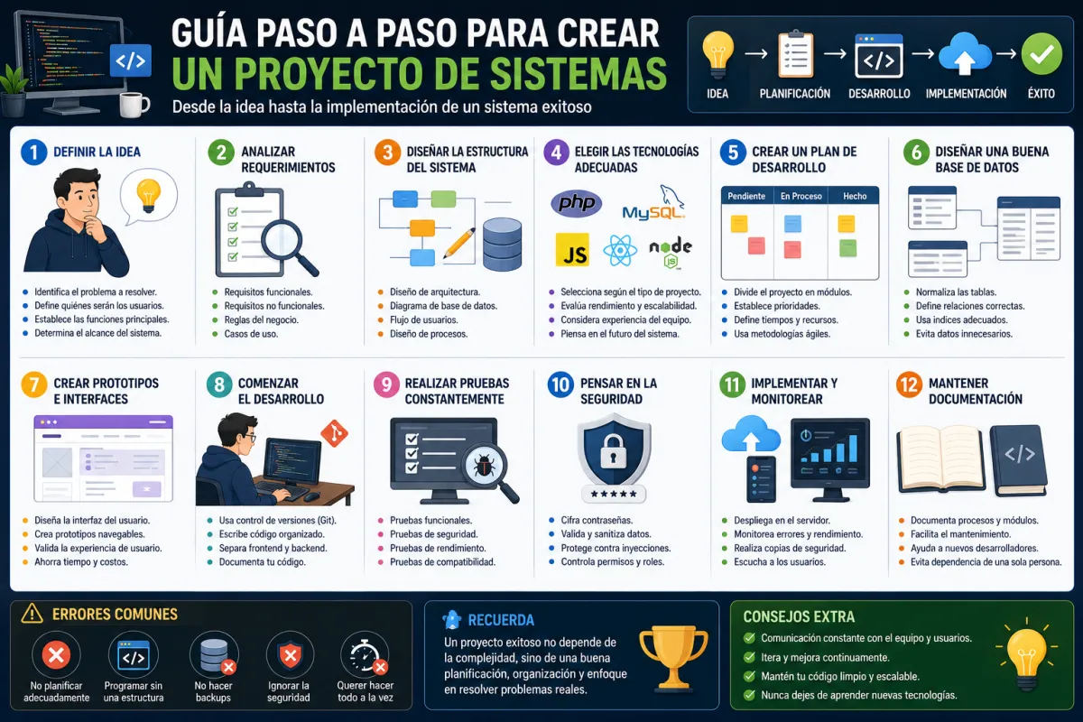 Guía básica para crear un proyecto de sistemas: pasos esenciales desde la idea hasta la implementación