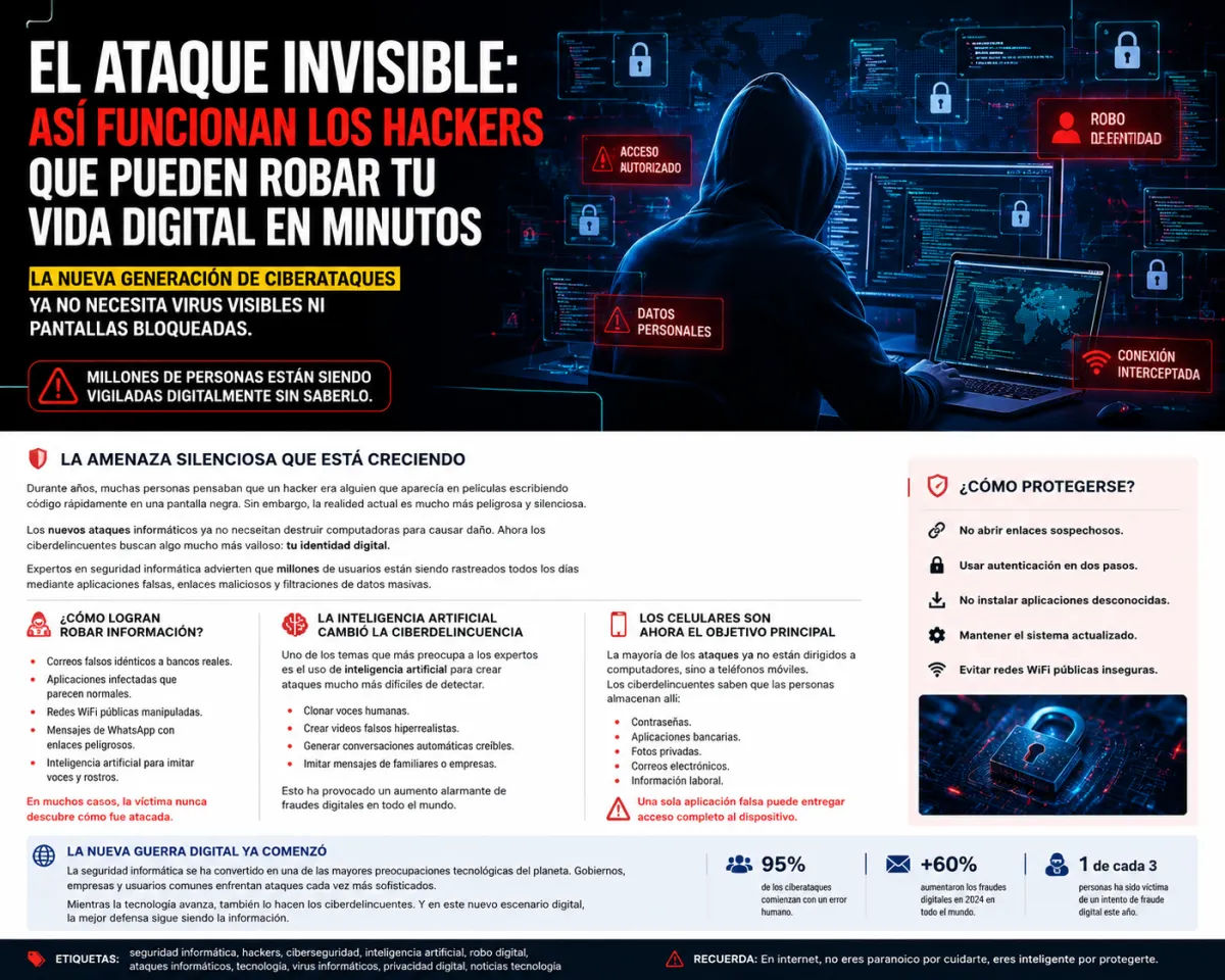 El ataque invisible: así funcionan los hackers que pueden robar tu vida digital en minutos