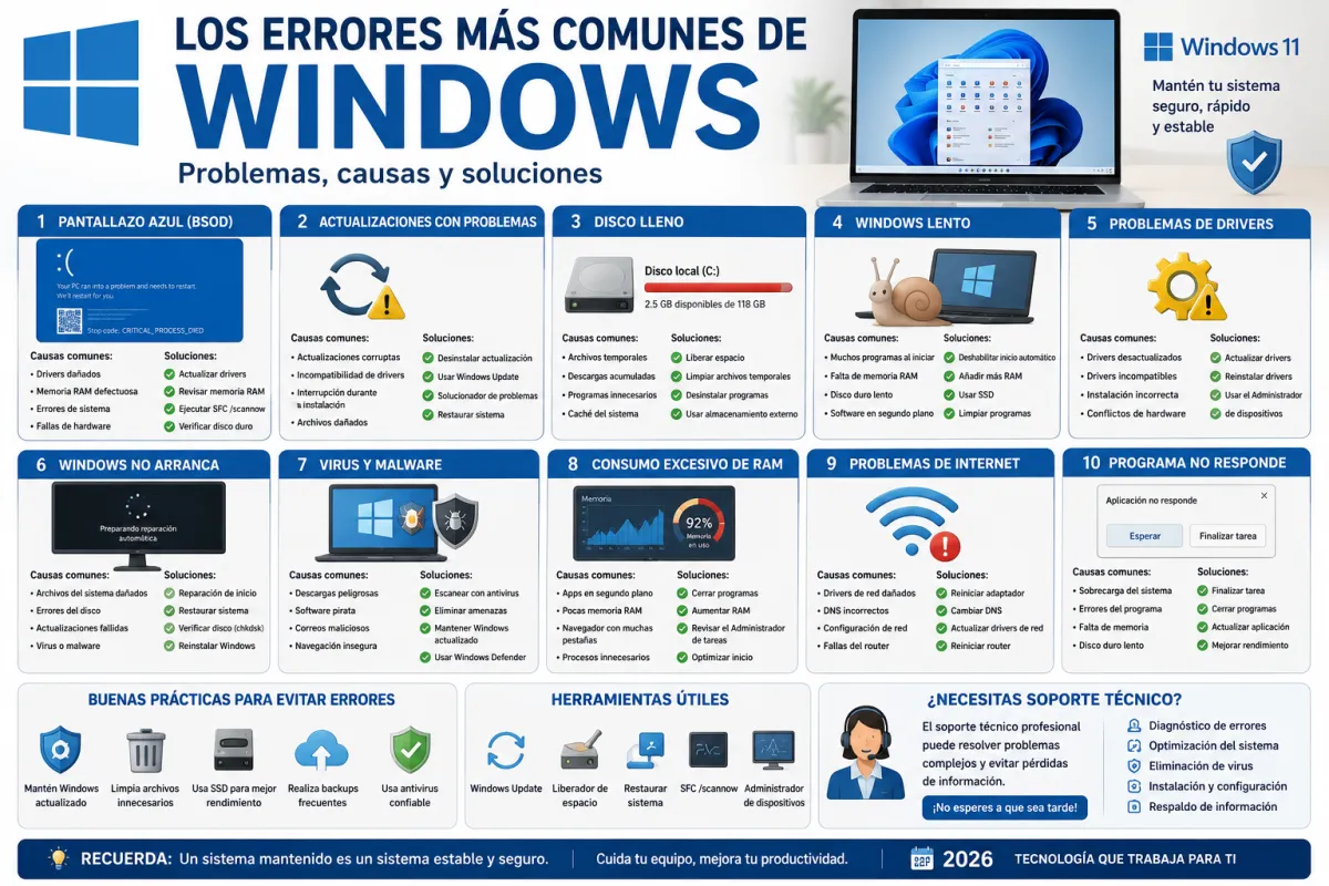 Los errores más comunes de Windows: fallas que millones de usuarios siguen sufriendo 
