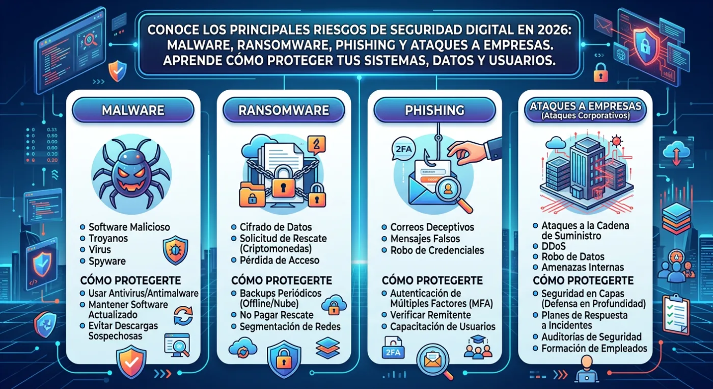 Seguridad digital en 2026: riesgos actuales, malware y cómo proteger tu negocio y tus datos
