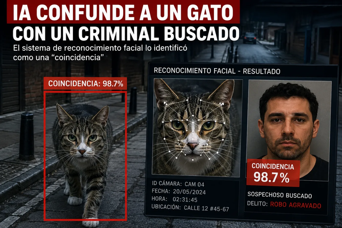 El día en que una inteligencia artificial confundió a un gato con un criminal buscado