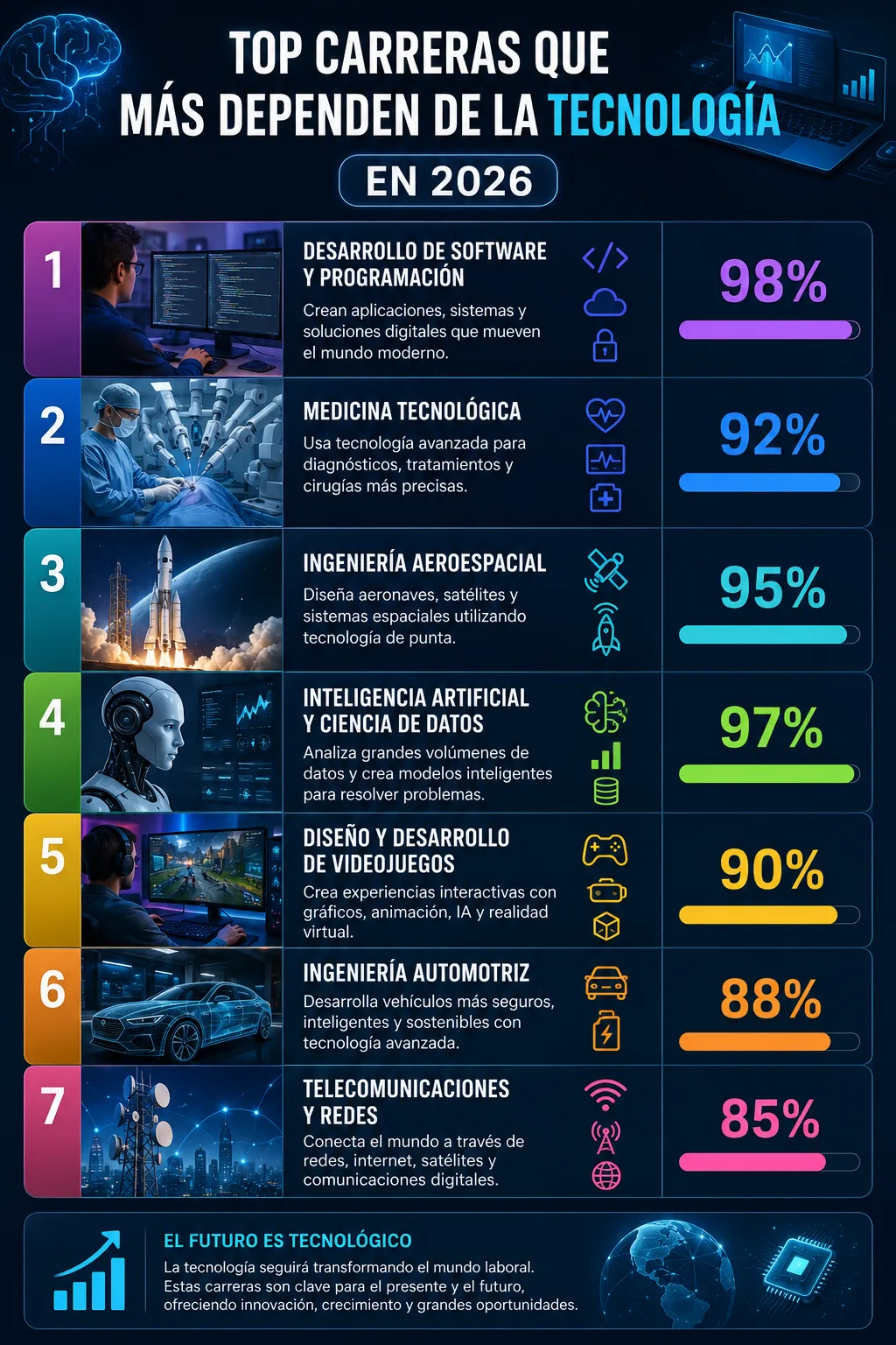 Top carreras que más dependen de la tecnología Actualmente