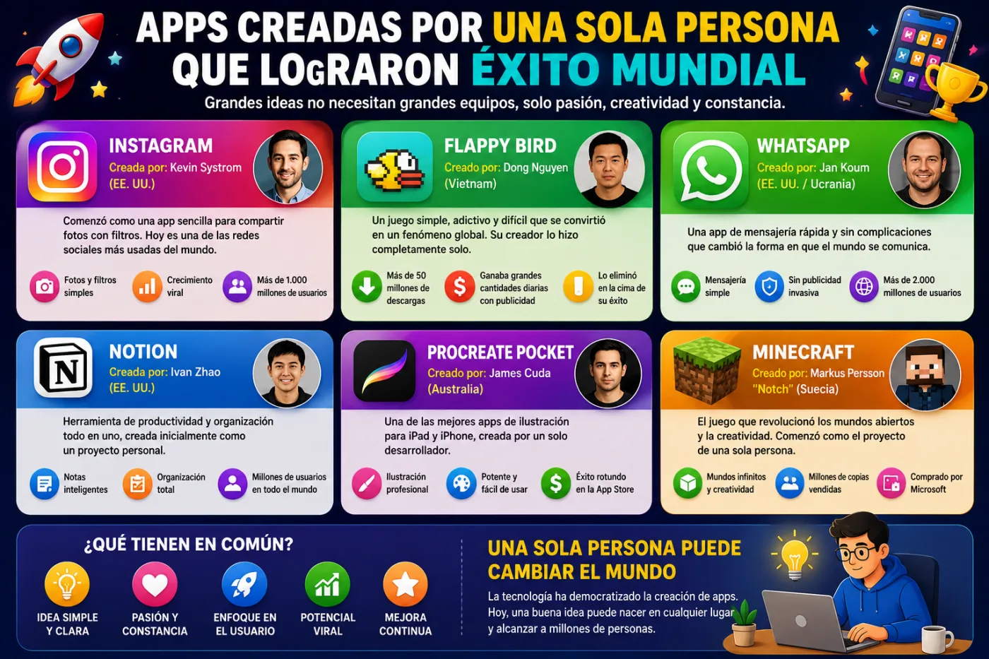 Apps creadas por una sola persona que terminaron siendo un éxito mundial
