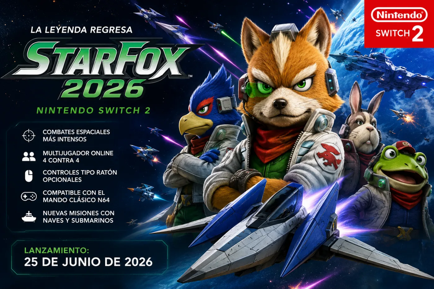 Star Fox regresa en 2026: Nintendo revive una de sus sagas más queridas