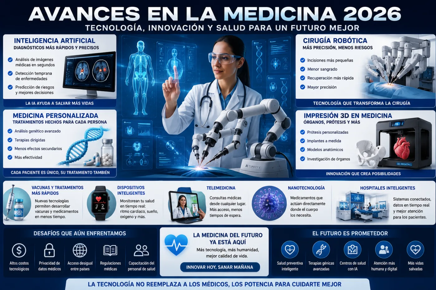 Los avances médicos que están cambiando el mundo en la actualidad: inteligencia artificial, robots y medicina personalizada