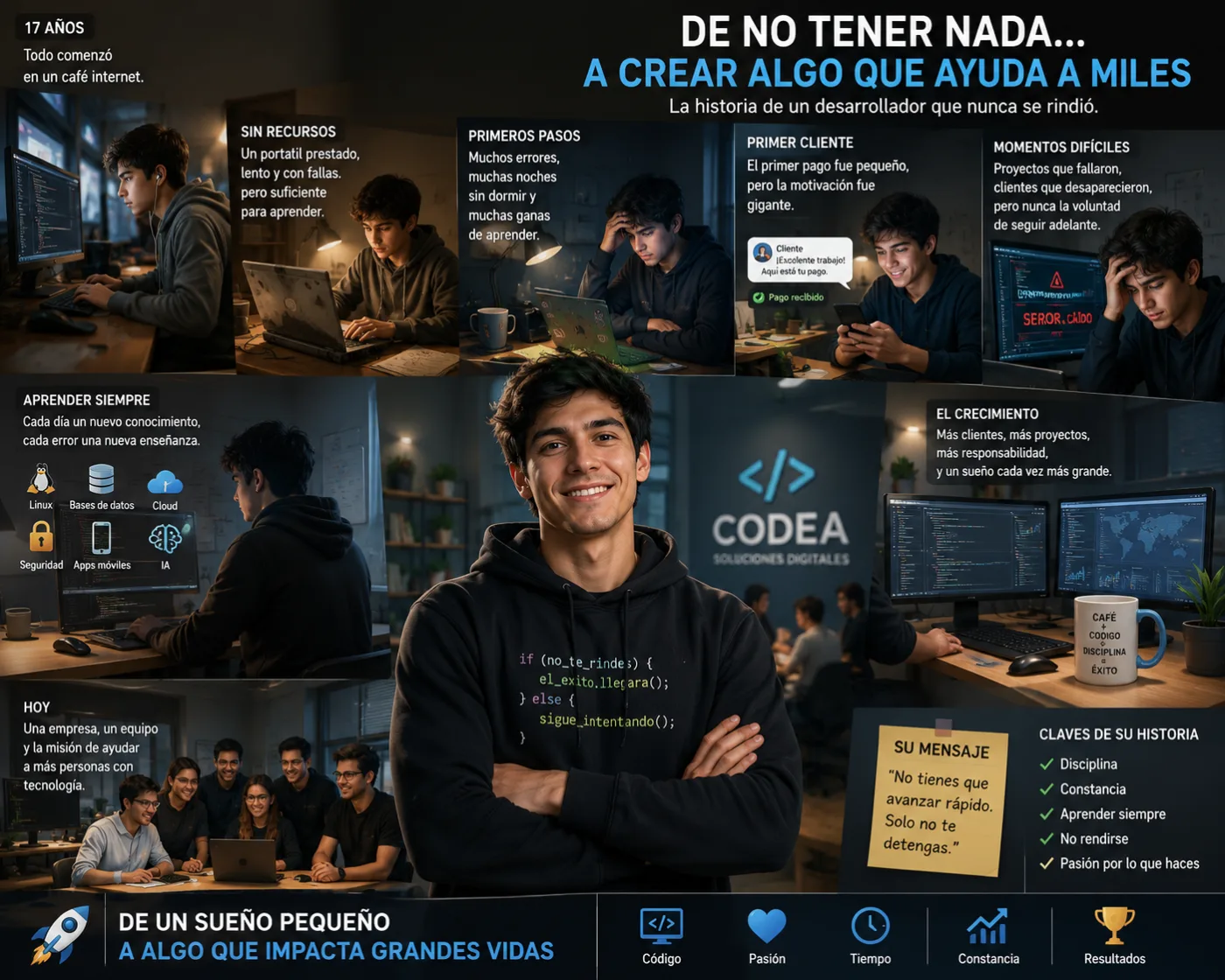 De dormir en el piso a crear una empresa tecnológica: la historia de superación de un desarrollador que nunca se rindió