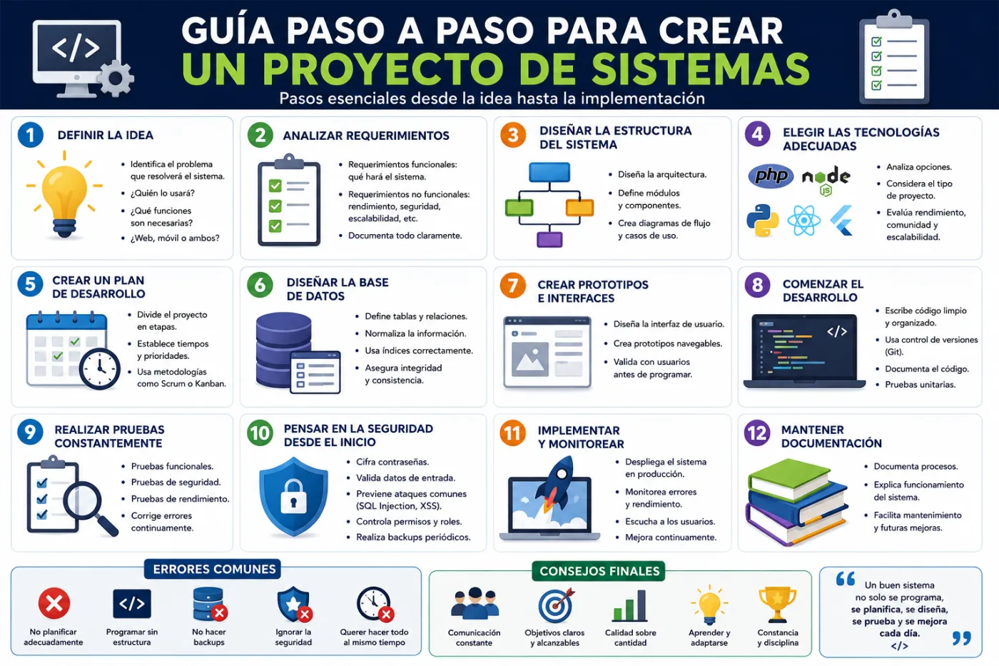 Guía básica para crear un proyecto de sistemas: pasos esenciales desde la idea hasta la implementación
