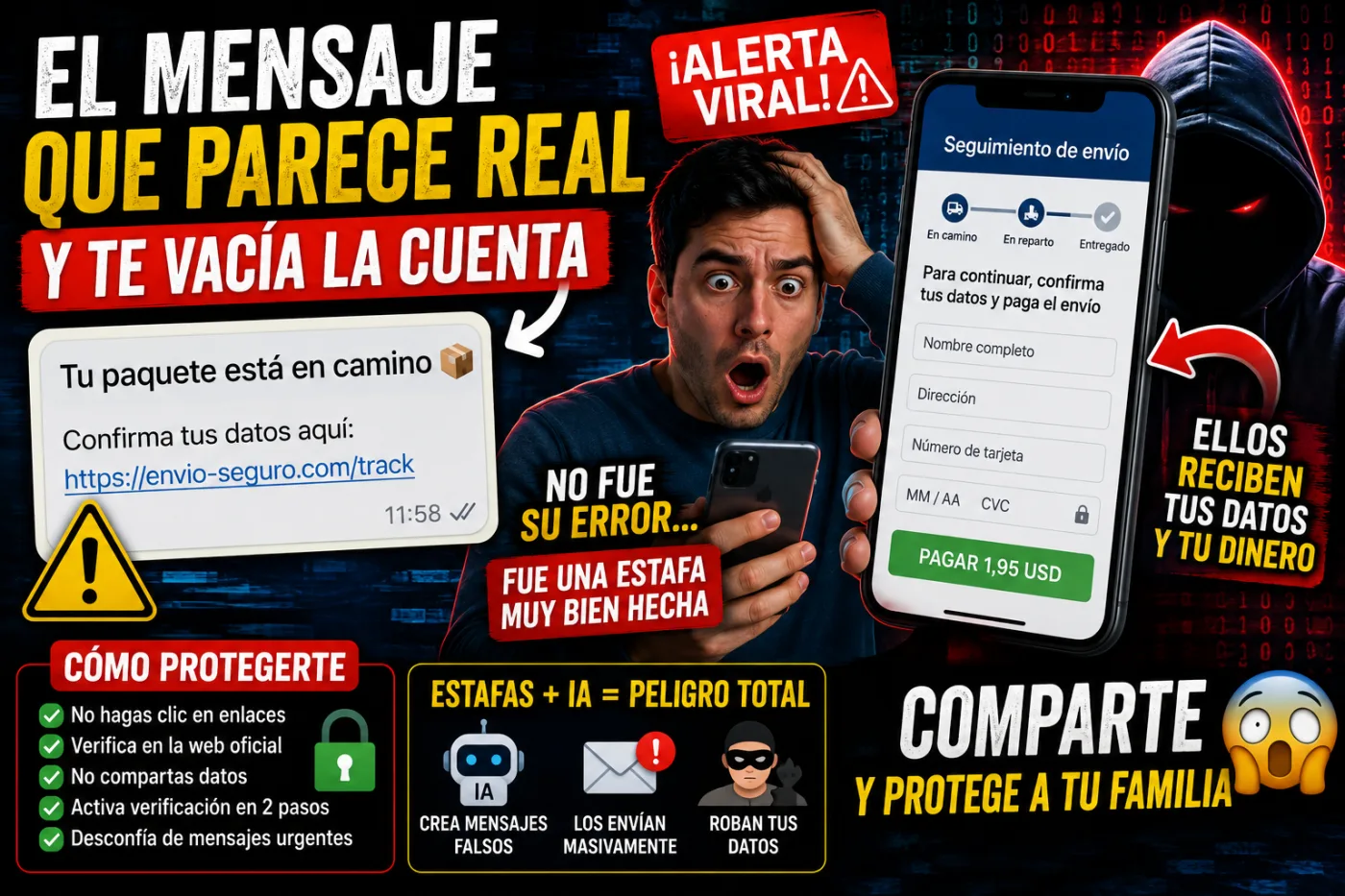 El mensaje de “tu paquete está en camino” que terminó vaciando cuentas bancarias