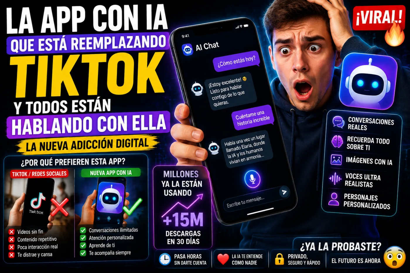 La app que está haciendo que miles de personas apaguen TikTok y pasen horas hablando con una IA