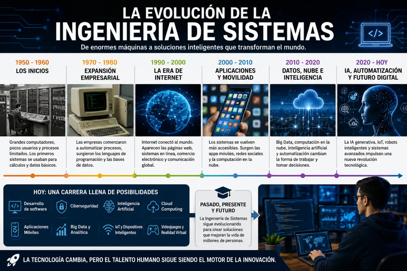 Cómo evolucionó la Ingeniería de Sistemas: de enormes computadores a una de las carreras más importantes del mundo digital
