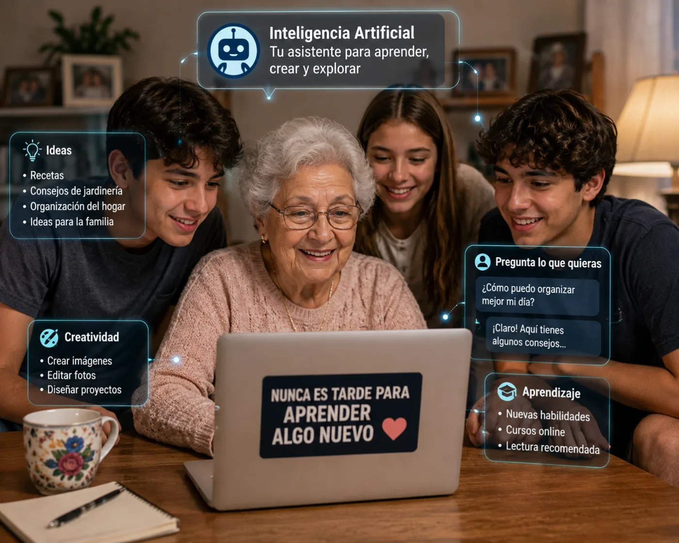 La abuela que aprendió inteligencia artificial para hablar más con sus nietos y terminó sorprendiendo a toda su familia