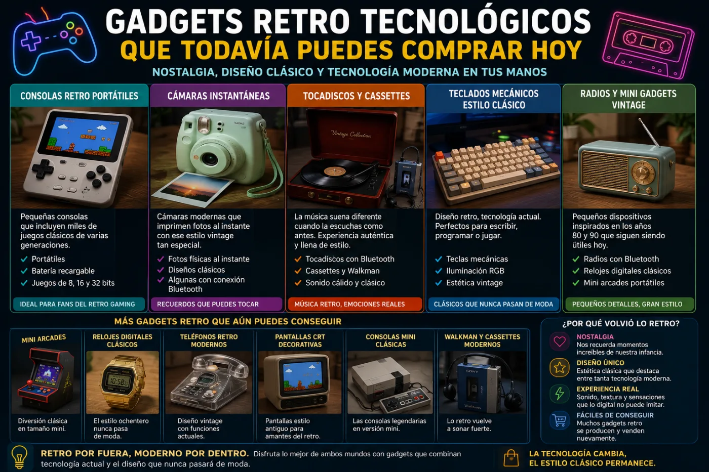 Gadgets retro tecnológicos que todavía puedes comprar en 2026