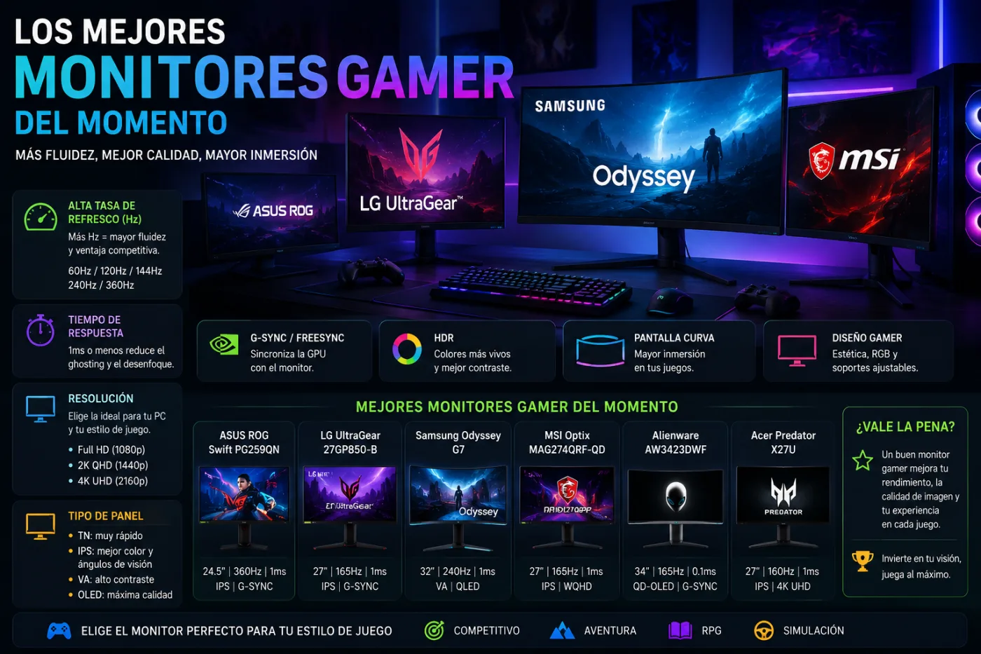 Los mejores monitores gamer del momento: qué características realmente importan