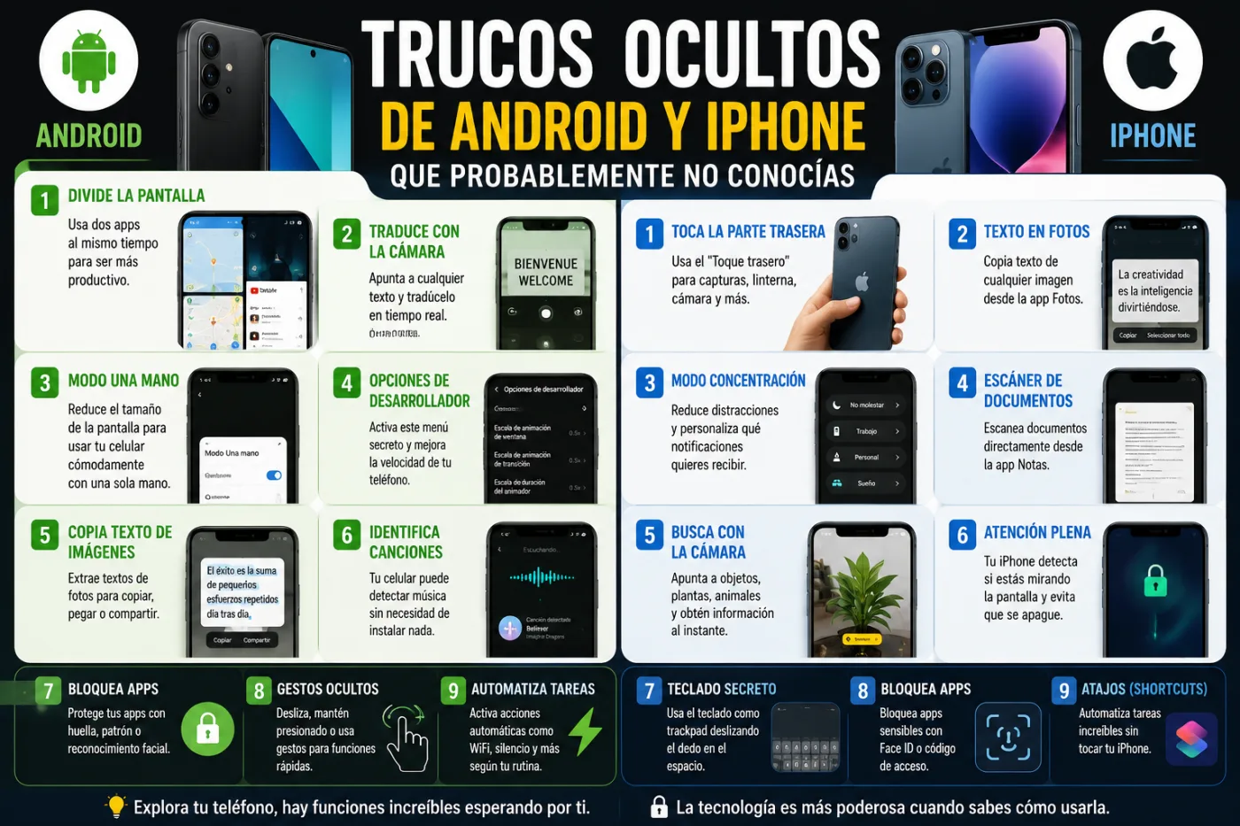 Trucos ocultos de Android y iPhone que probablemente nunca habías usado