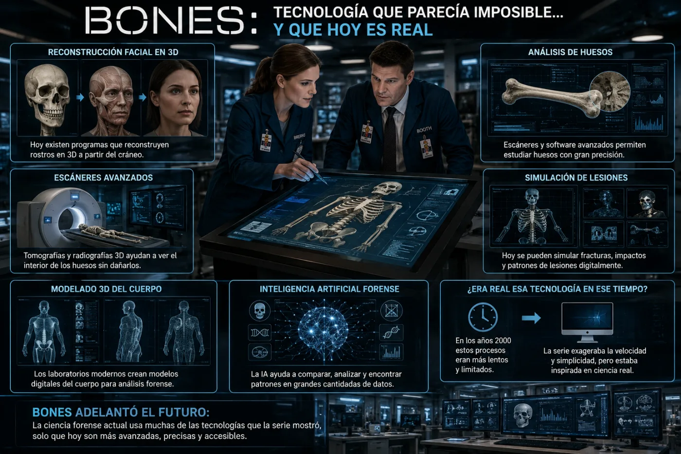 La tecnología de Bones que parecía imposible: ¿realmente existen hoy los dispositivos que reconstruyen cuerpos?