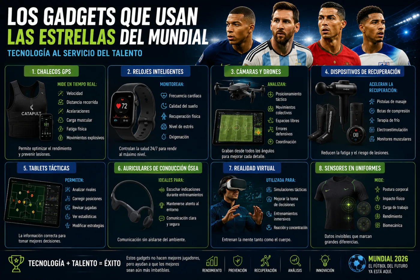 Los gadgets tecnológicos que usan las estrellas del mundial y que pocos conocen
