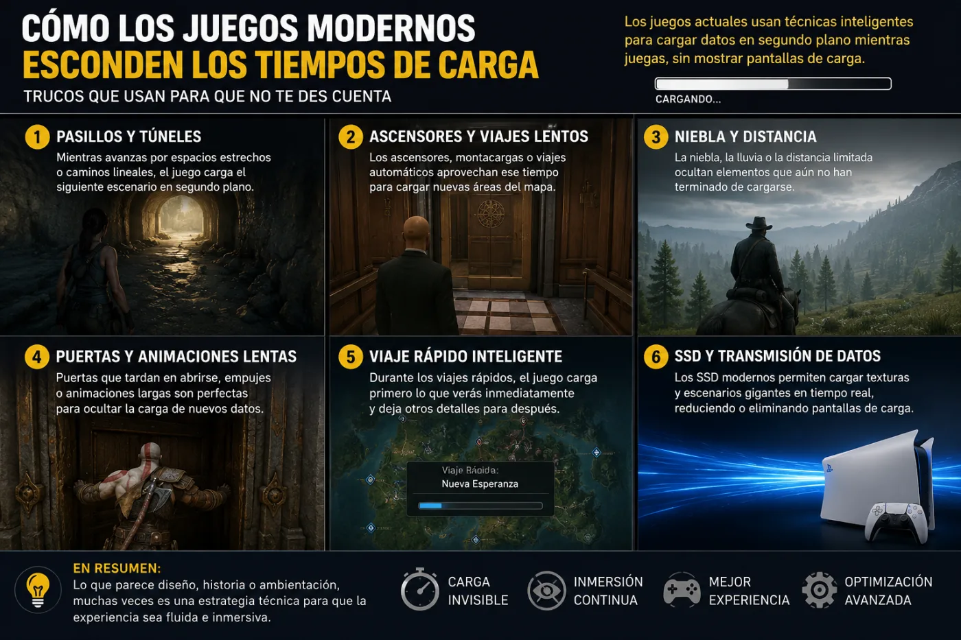 Cómo los juegos modernos esconden los tiempos de carga sin que te des cuenta