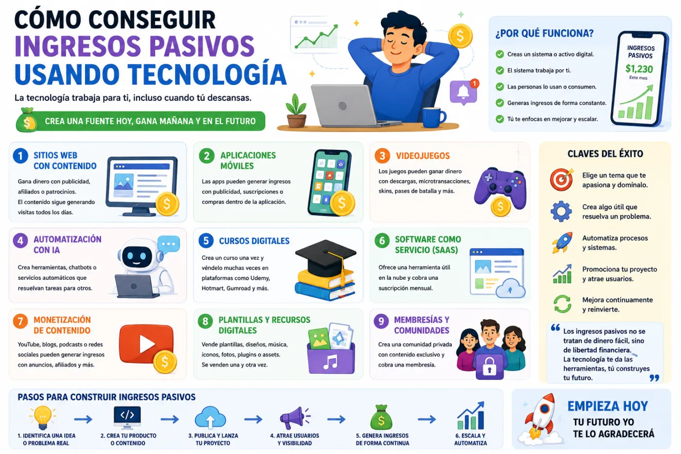 Cómo conseguir ingresos pasivos usando tecnología en 2026