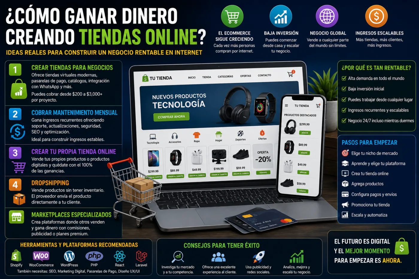 Cómo Ganar Dinero Creando Tiendas Online en 2026: El Negocio Digital que Sigue Creciendo