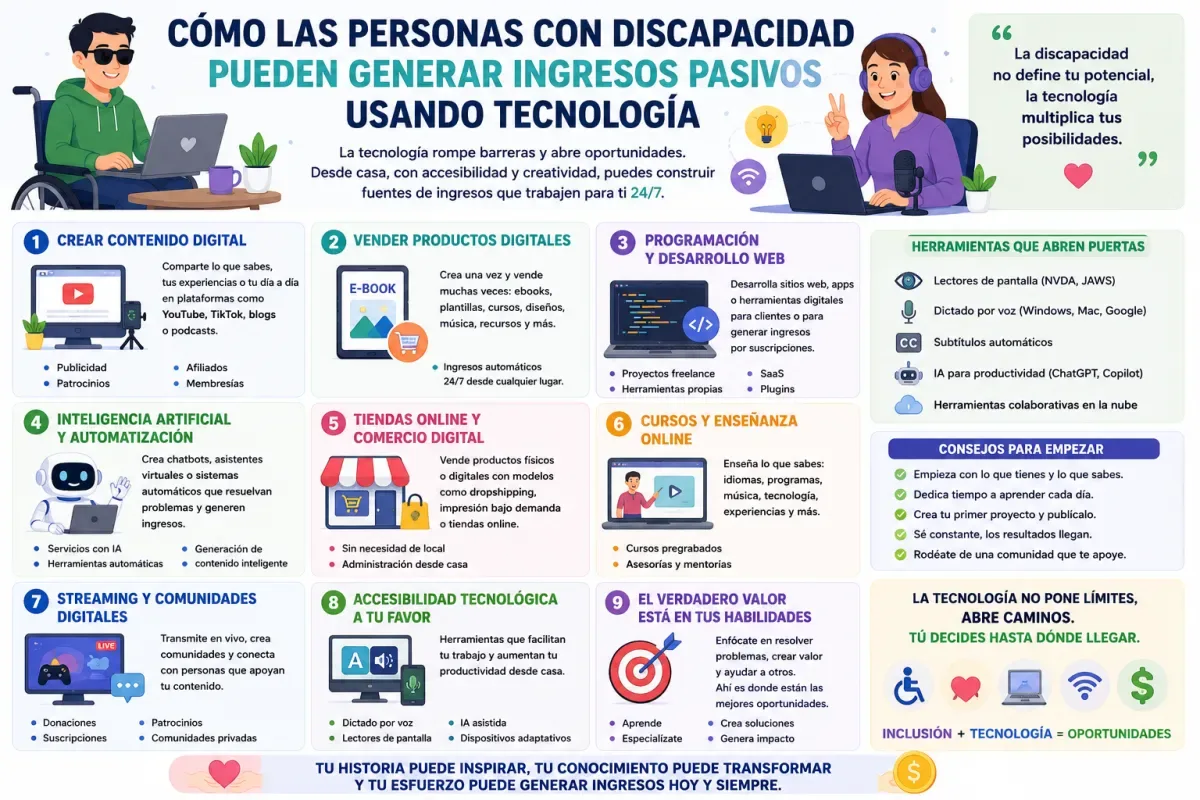 Cómo las personas con discapacidad pueden generar ingresos pasivos usando tecnología