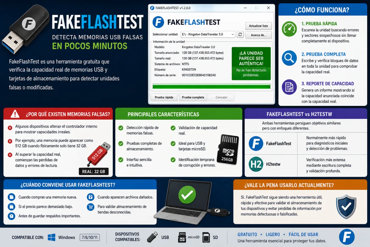FakeFlashTest: la herramienta que descubre memorias USB falsas en pocos minutos