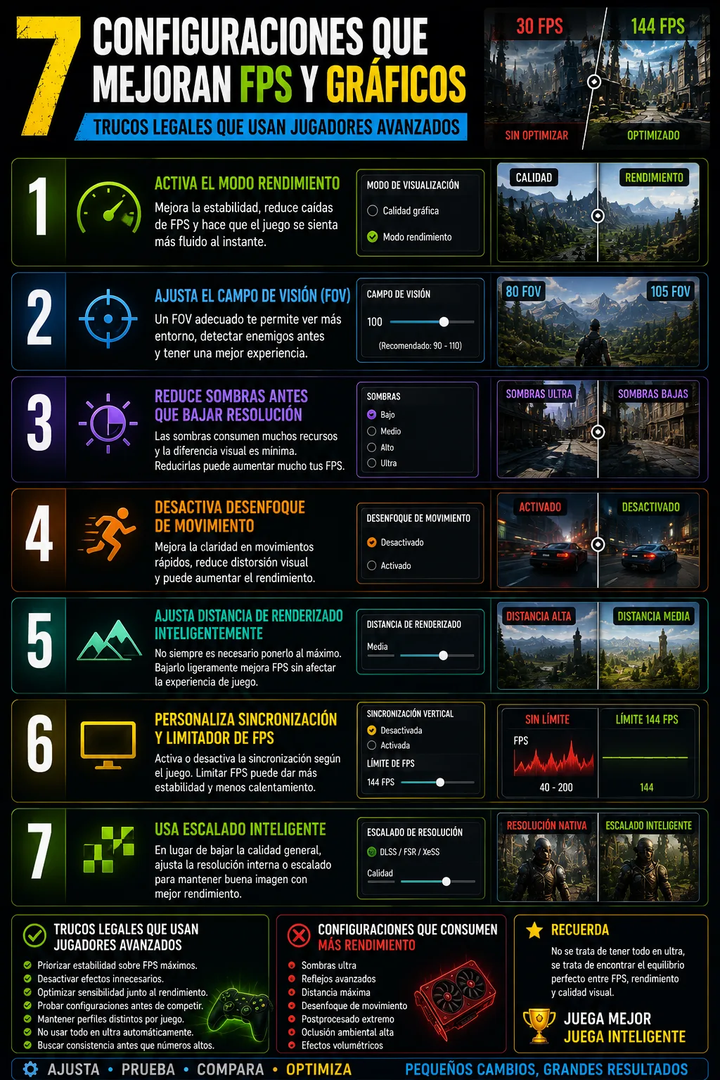 7 configuraciones que mejoran FPS y gráficos: trucos legales que usan jugadores avanzados