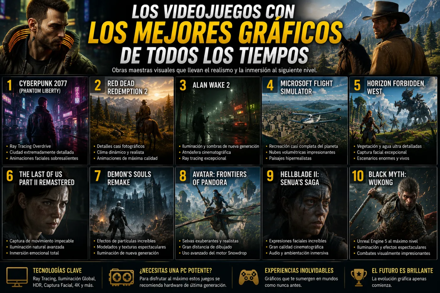 Los videojuegos con los mejores gráficos de todos los tiempos