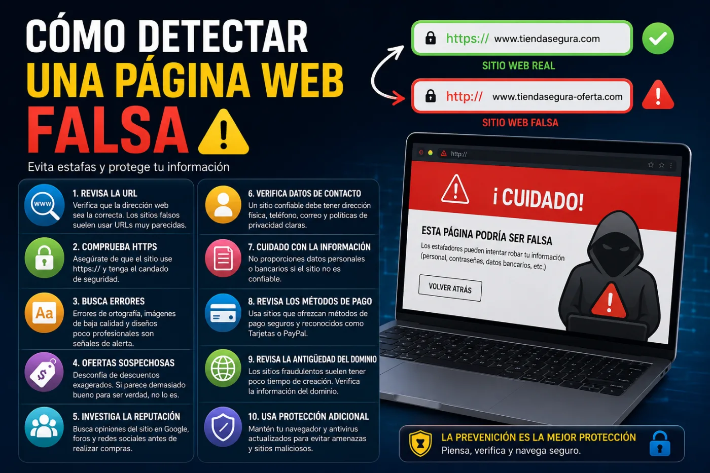 Cómo detectar una página web falsa y evitar estafas en Internet