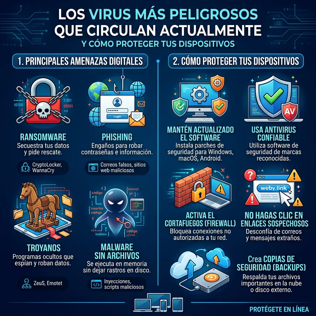 Los virus más peligrosos que circulan actualmente y cómo proteger tus dispositivos